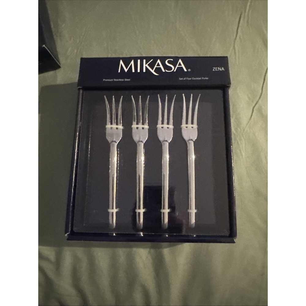 MIKASA Zena 18/10 Stainless Steel  Cocktail Appetizer Fork 4pc Set New